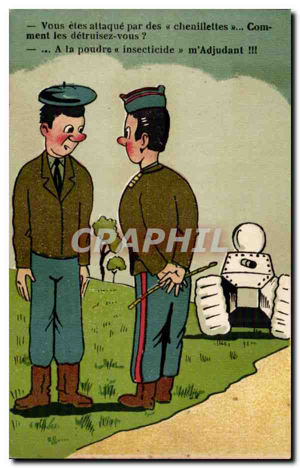 CPA Fantaisie Humour Militaria Tank