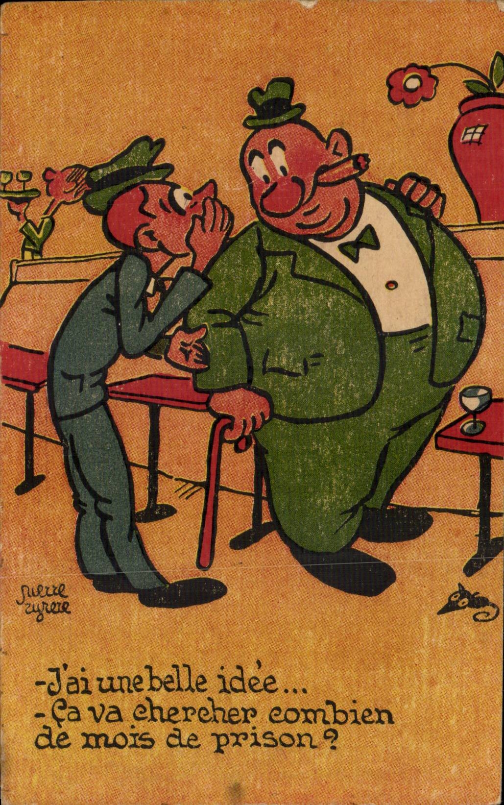 Deux hommes en tenue de soirée — caricature humoristique — Julette Gyreere