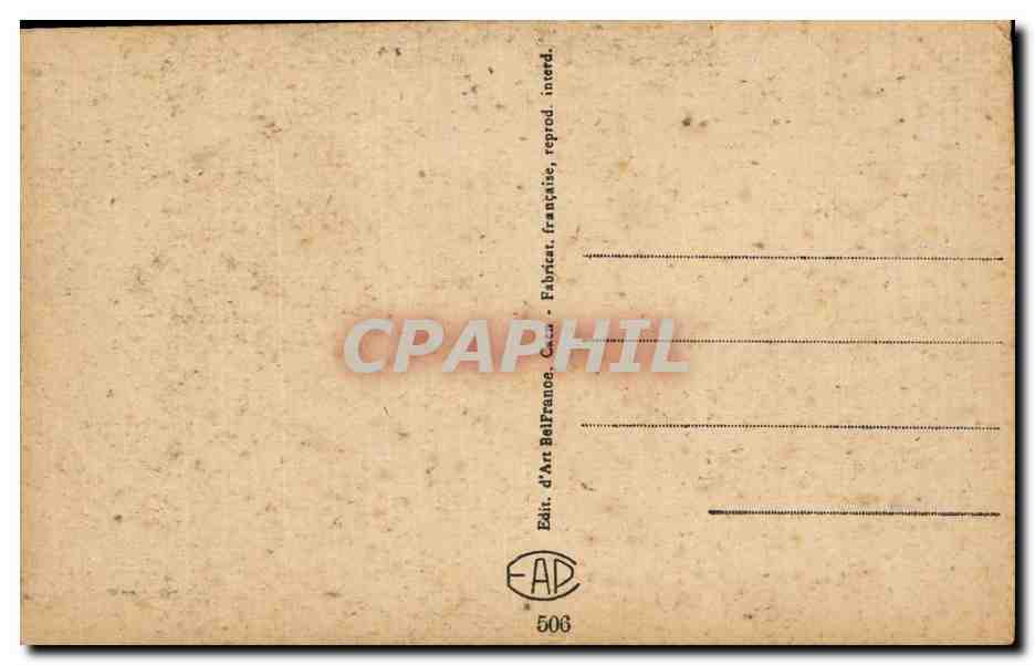 Carte postale humoristique — Un pompier avec un gazogène — Éditeur : Édit. d'Art BelFrance, n° 506 — Verso