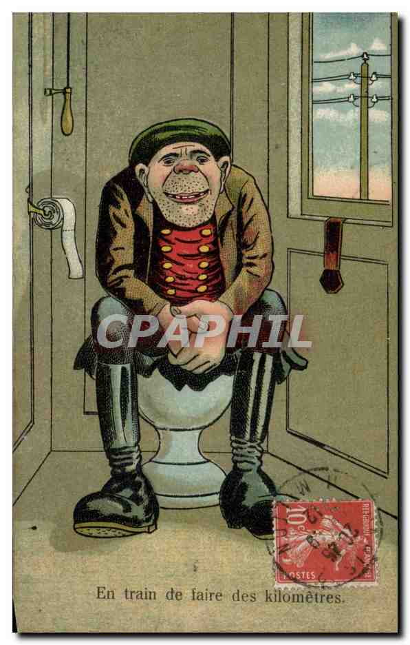 Mann am WC — Karikatur — unbekannter Verlag