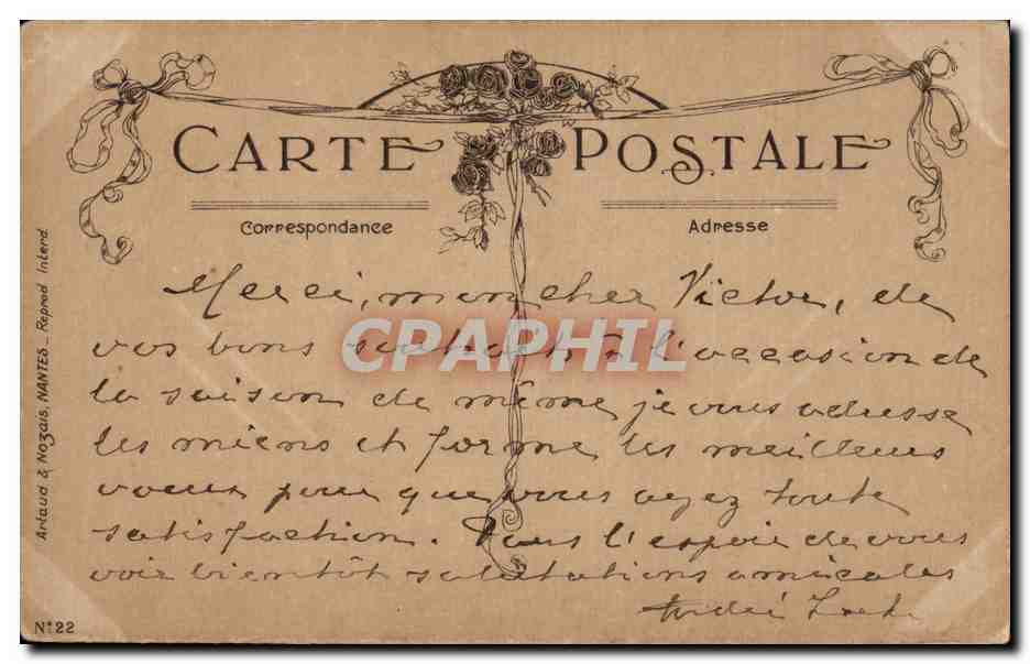 Homme buvant du vin — Aita sante!! — Artaud & Nogais, NANTES, N°22 — Verso
