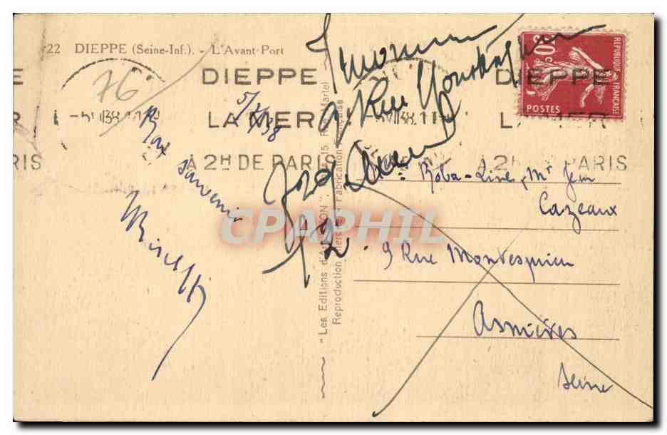 CPA Dieppe L'avant port — Rückseite
