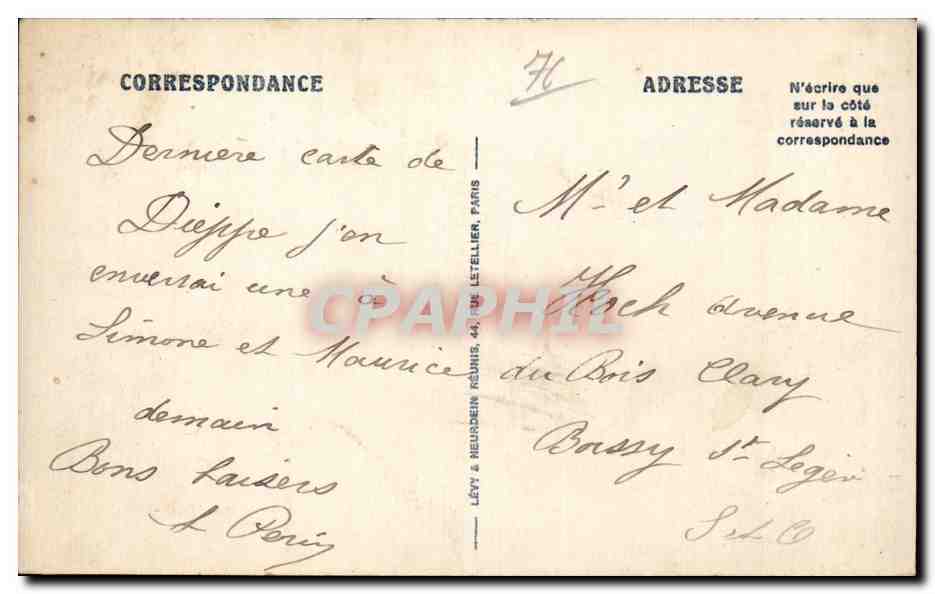 CPA Dieppe La halle aux poissons et les quais — Rückseite