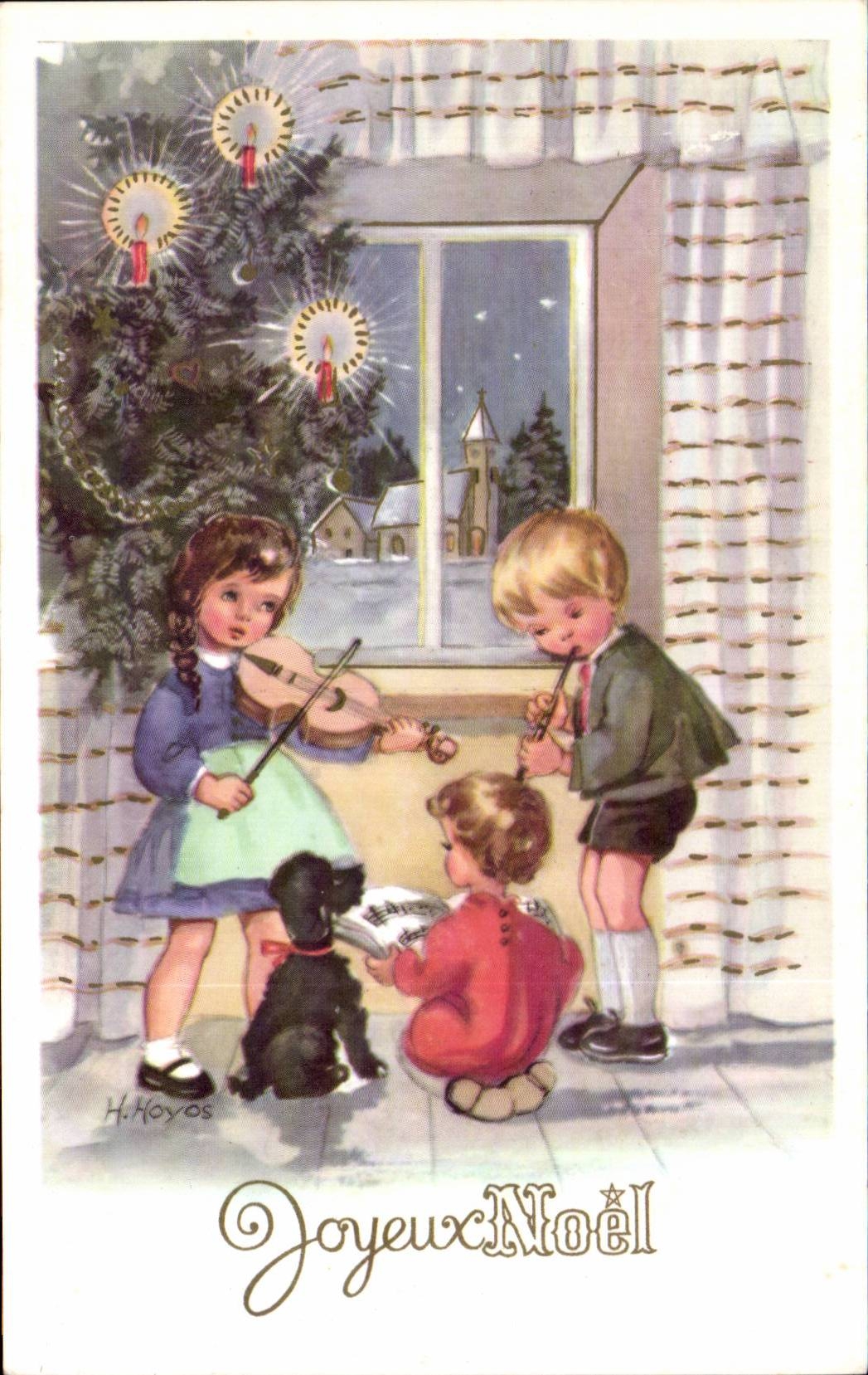 CPA Fantaisie Enfants Joyeux Noel Christmas Violon