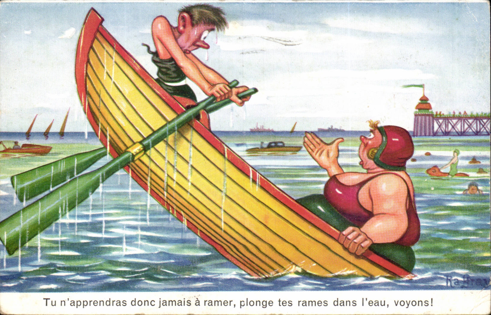 CPA Fantaisie Illustrateur Humour tu n'apprendras jamais a ramer