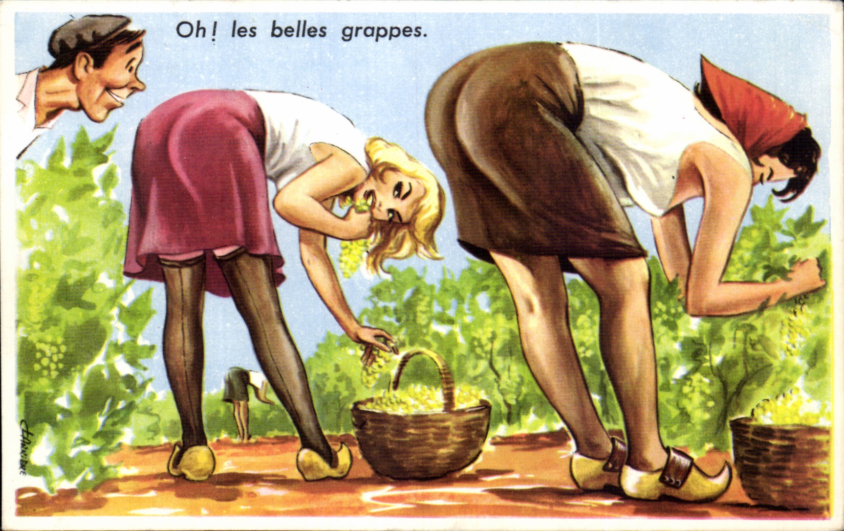 CPA Fantaisie Illustrateur Humour Femmes Oh les belles grappes