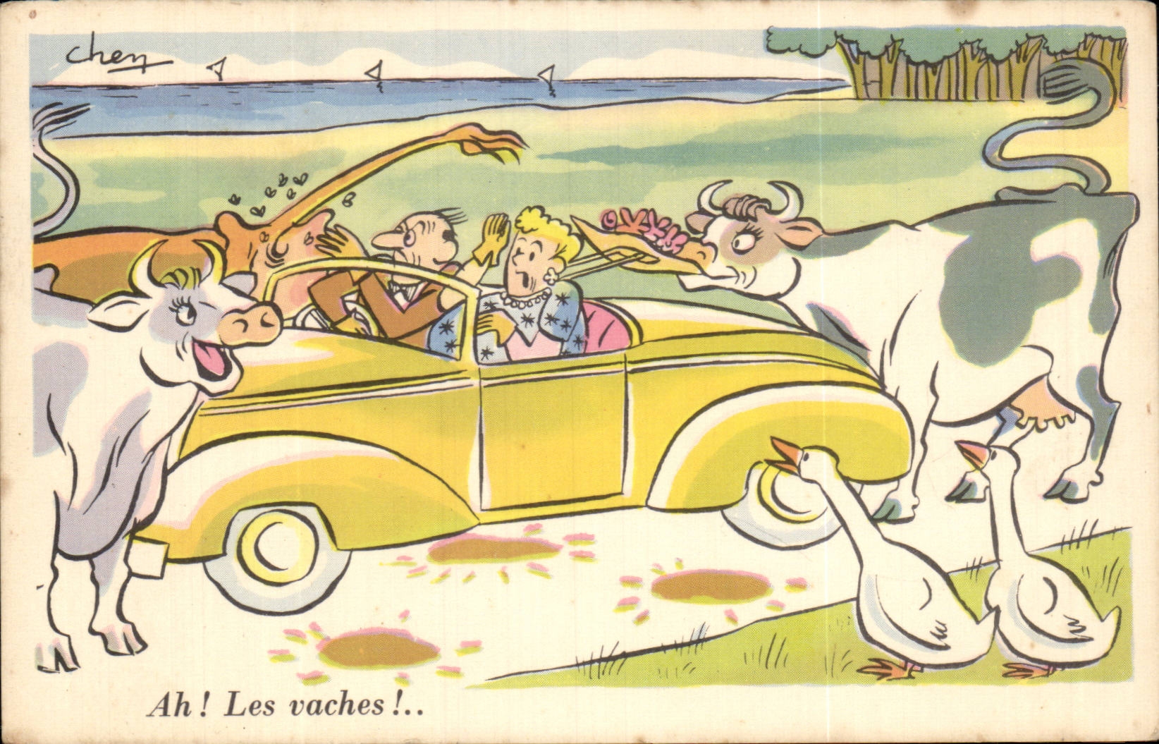 CPA Fantaisie Illustrateur Humour Ah les vaches !