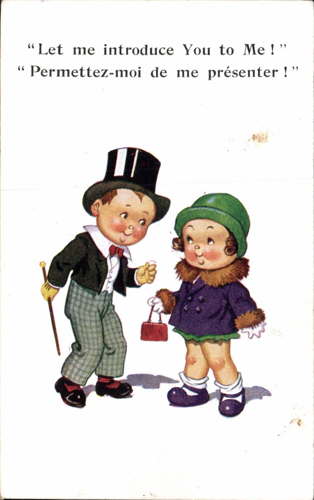 CPA Fantaisie Illustrateur Humour Let me introduce you to me ! Enfants