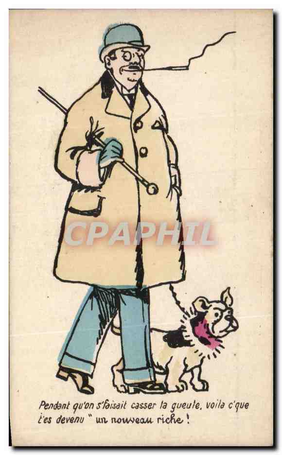 CPA Fantaisie Illustrateur Humour Les nouveaux riches Chien Bulldog