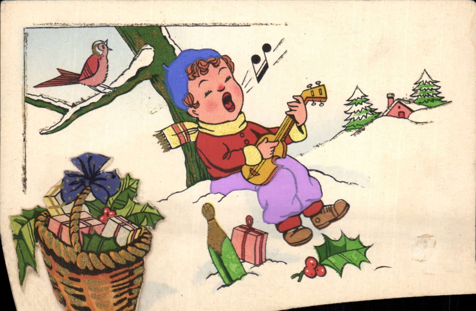 CPA Fantaisie Illustrateur Humour Enfant jouant de la guitare