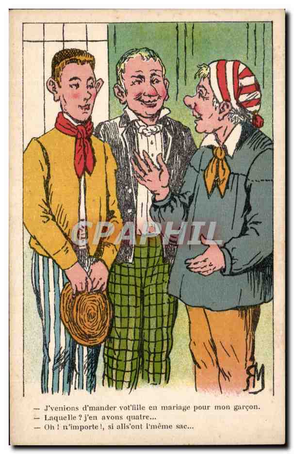 CPA Fantaisie Illustrateur J venions de mander vot fille en mariage pour mon garcon
