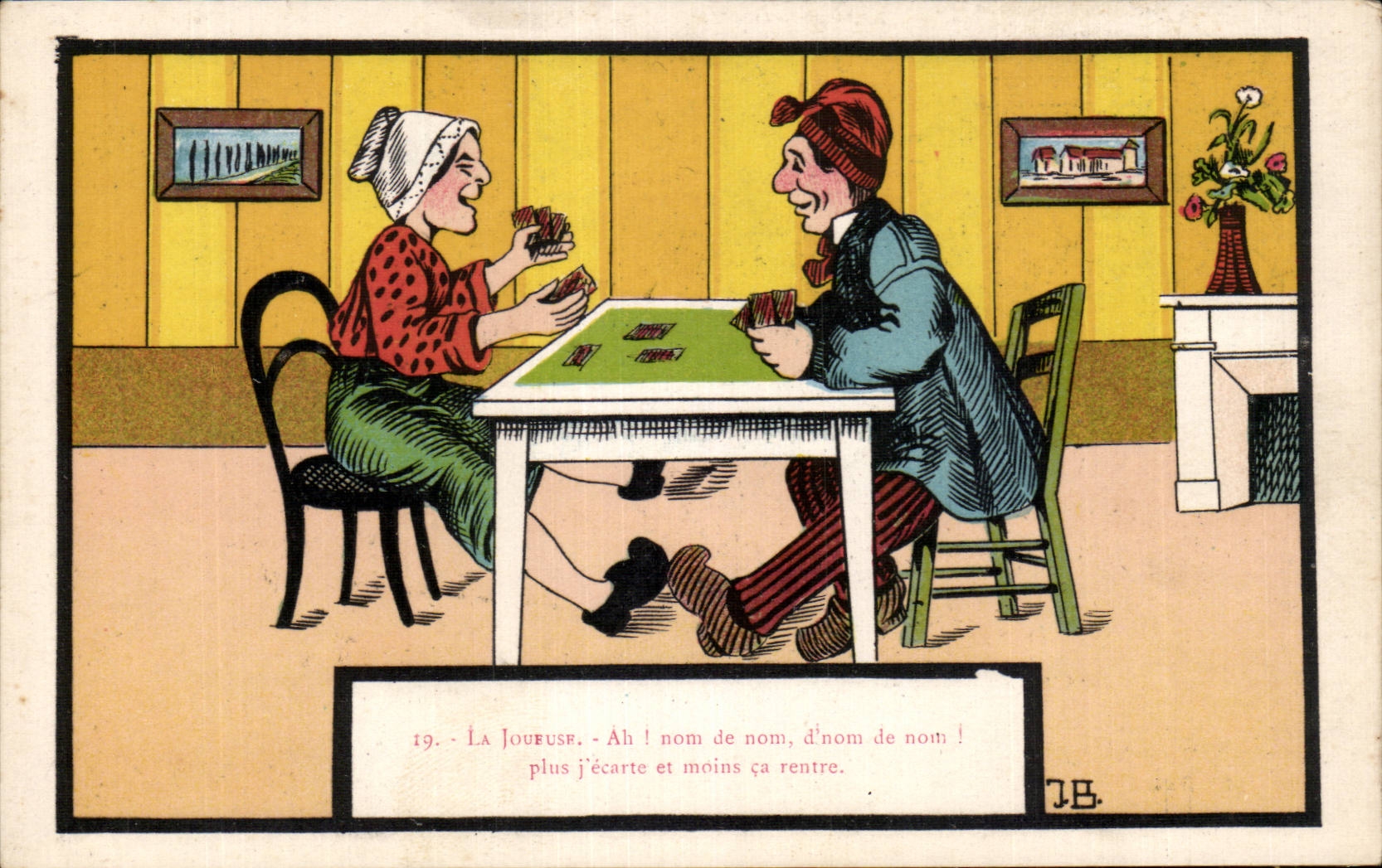 CPA Fantaisie Illustrateur La joeuse de cartes