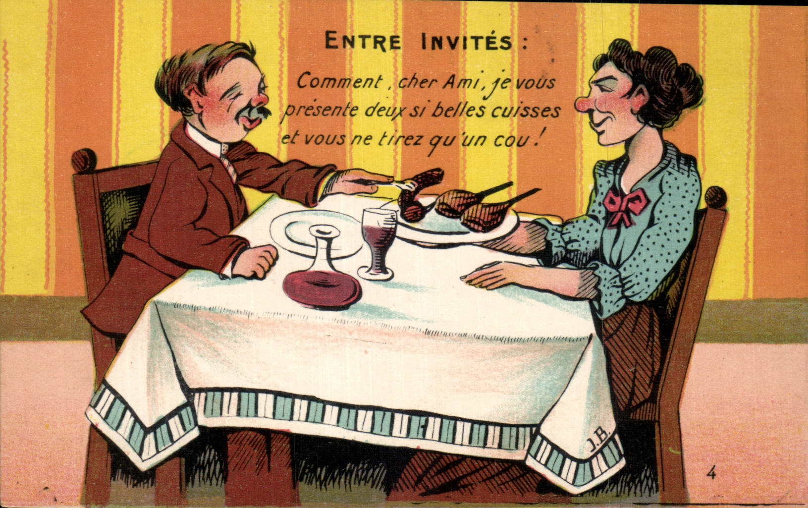 Dîner entre invités — caricature humoristique — J.B. n°4
