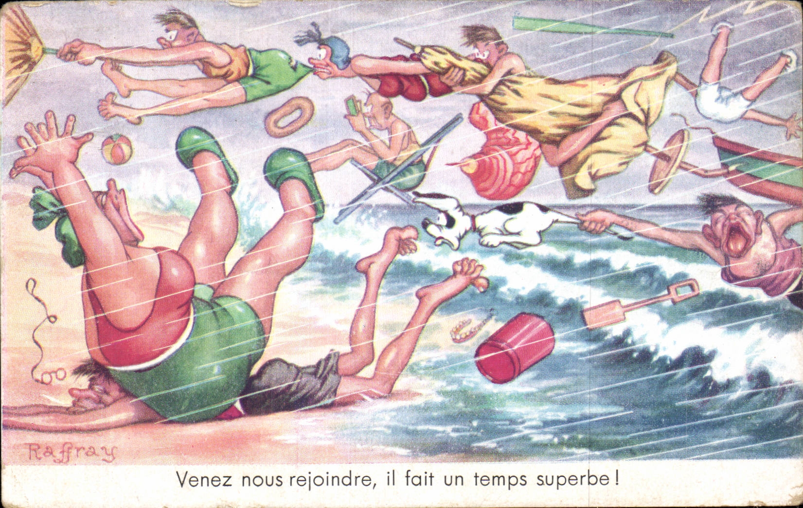 CPA Fantaisie Illustrateur Humour Venez nous rejoindre il fait un temps superbe !