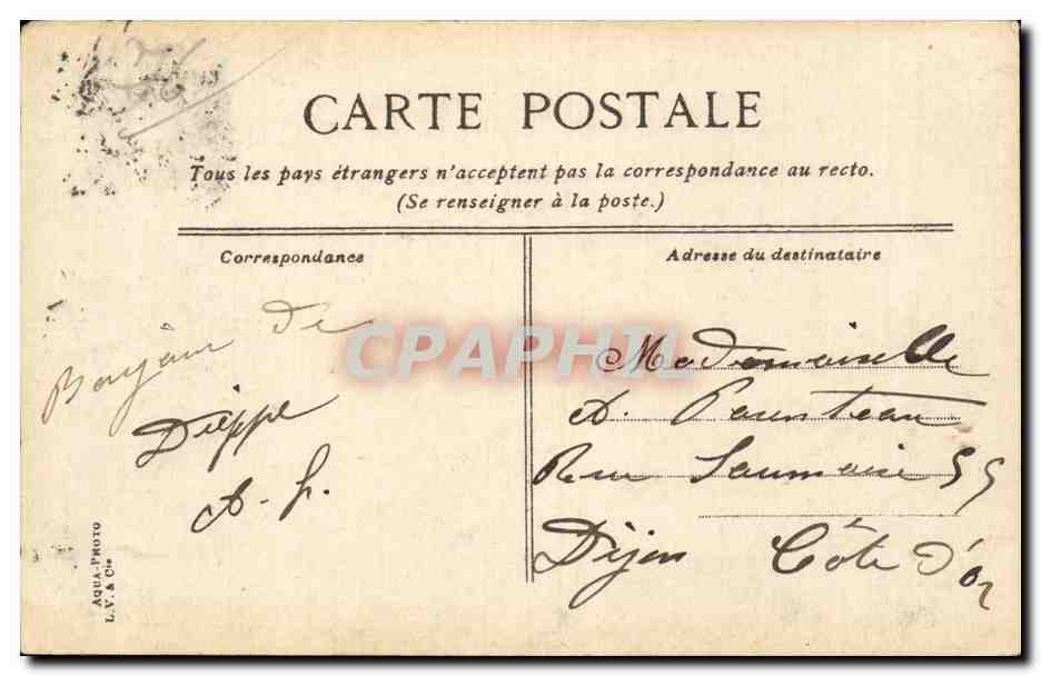 CPA Dieppe Le casino Velo — Rückseite