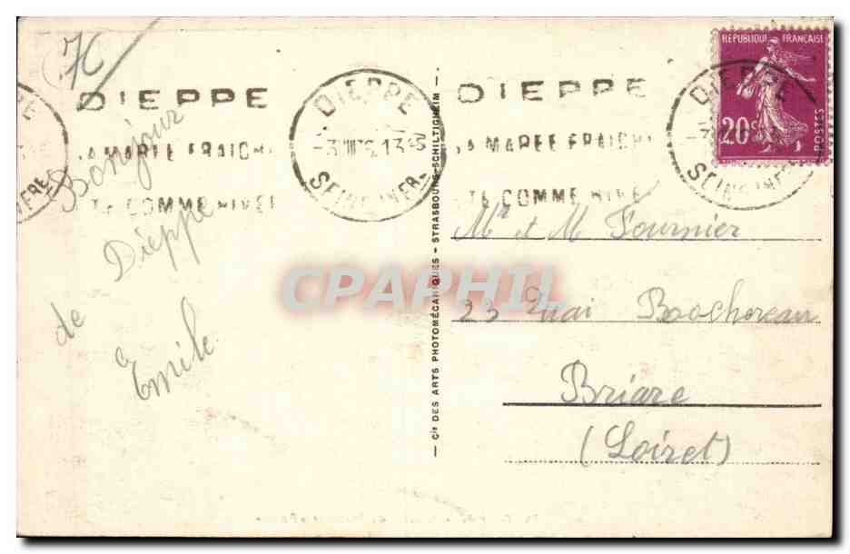 CPA Dieppe Arrivee du steamer Paris  — Verso