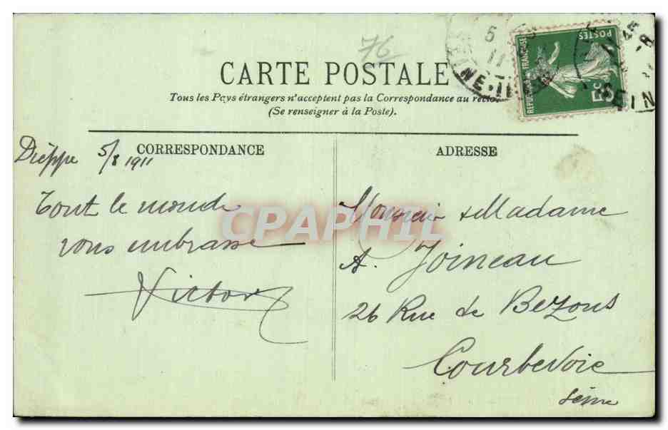 CPA Dieppe La jetee par gros temps — Rückseite