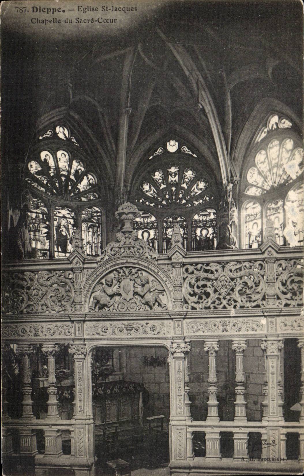 CPA Dieppe Eglise St Jacques Chapelle du Sacre Coeur
