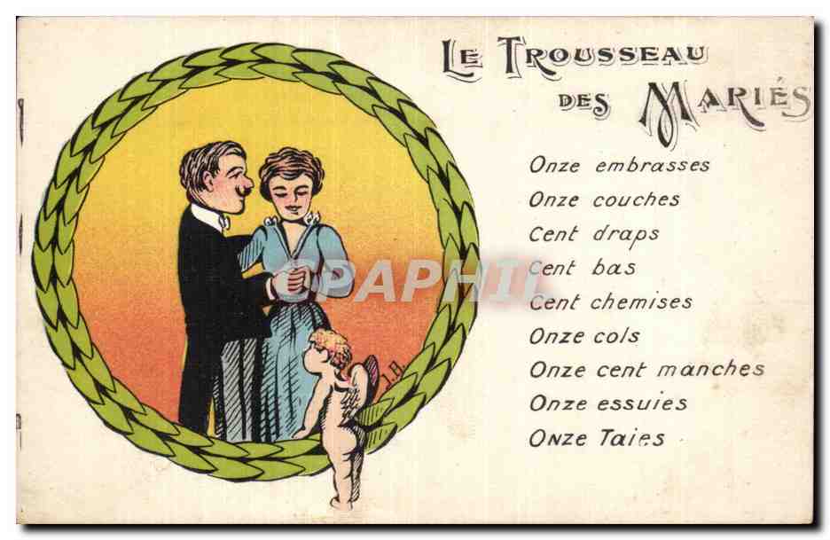 CPA Fantaisie Folklore Le trousseau des maries