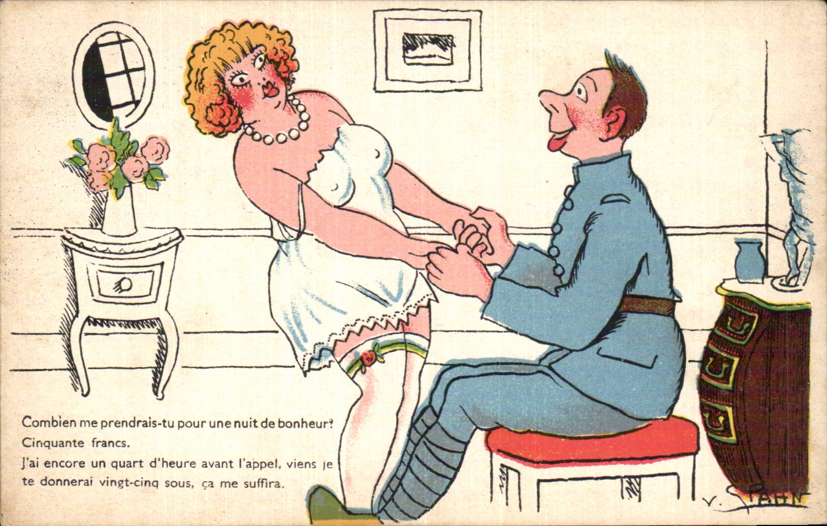 Soldat et femme — scène humoristique — P-C Paris, série M-120
