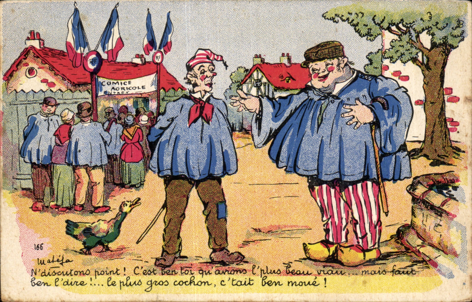 Landwirtschaftliche Messe — Karikatur zweier Bauern — Verlag GH Disposé, Nr. 166