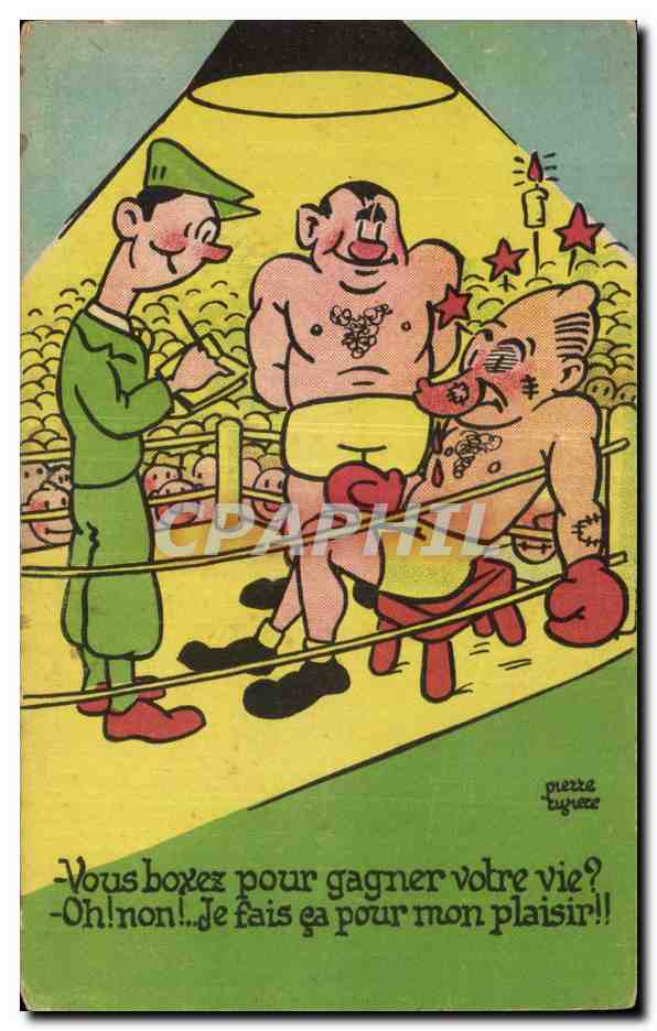CPA Fantaisie Humour Illustrateur Vous boxez pour gagner votre vie ? Boxe Boxing