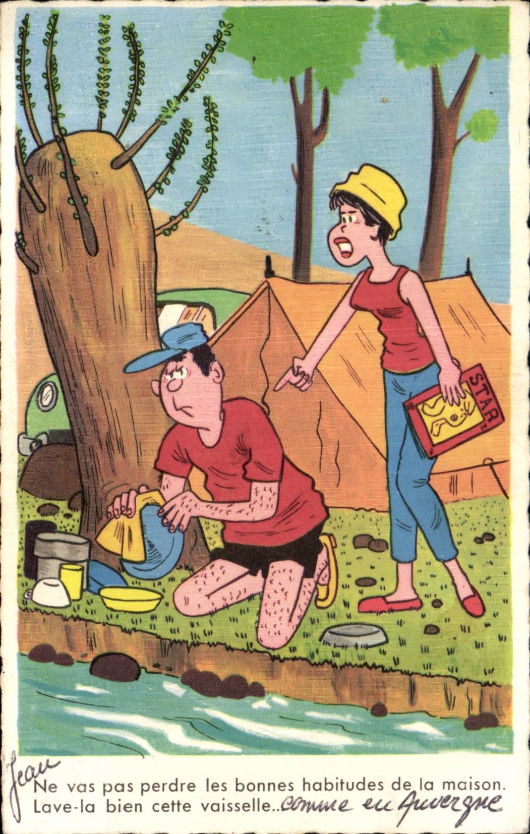 CPA Fantaisie Humour Camping