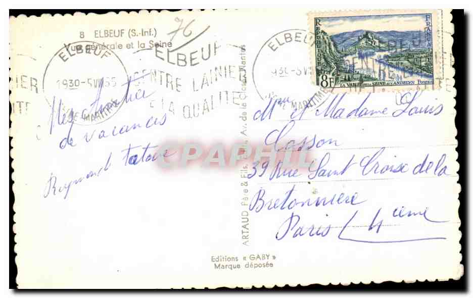 Elbeuf - Vue Generale - CPA  — Rückseite