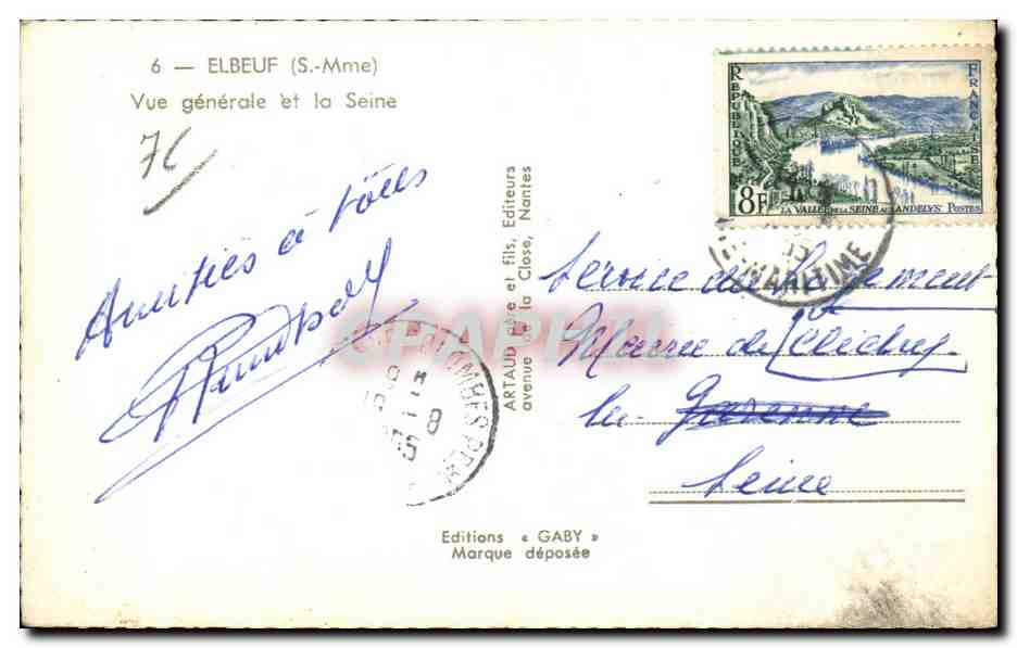 Elbeuf - Vue Generale de la Seine - CPA  — Rückseite