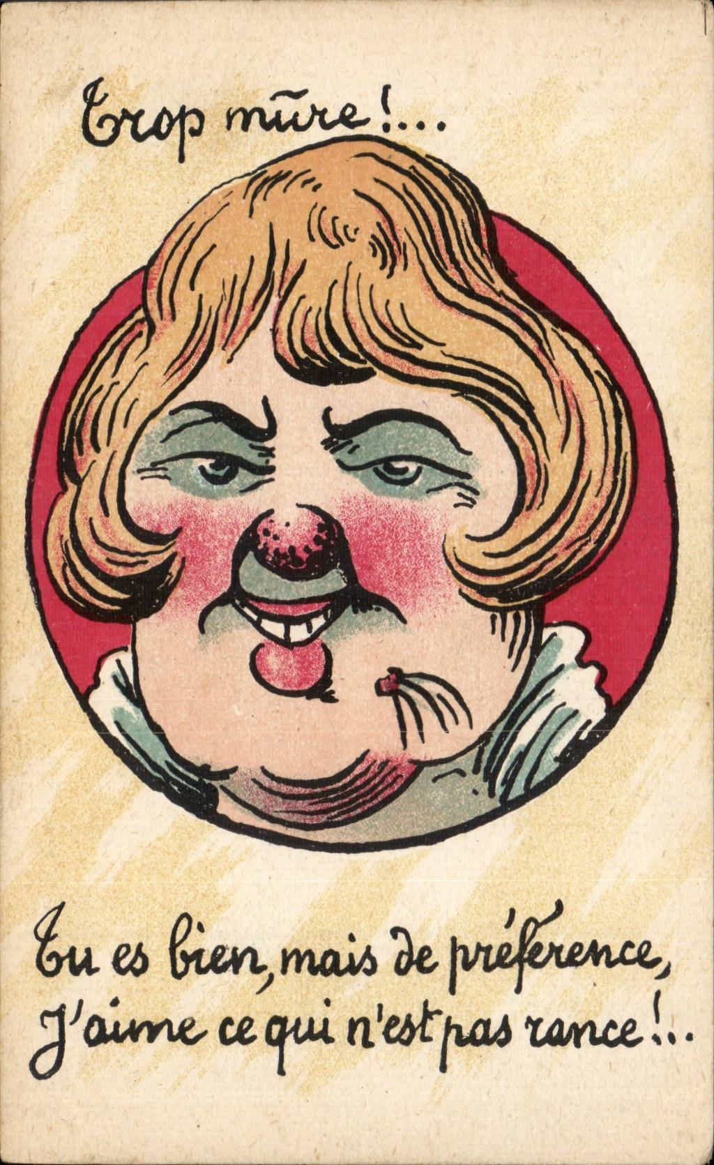 Humour - Illustration - trop mure - CPA 