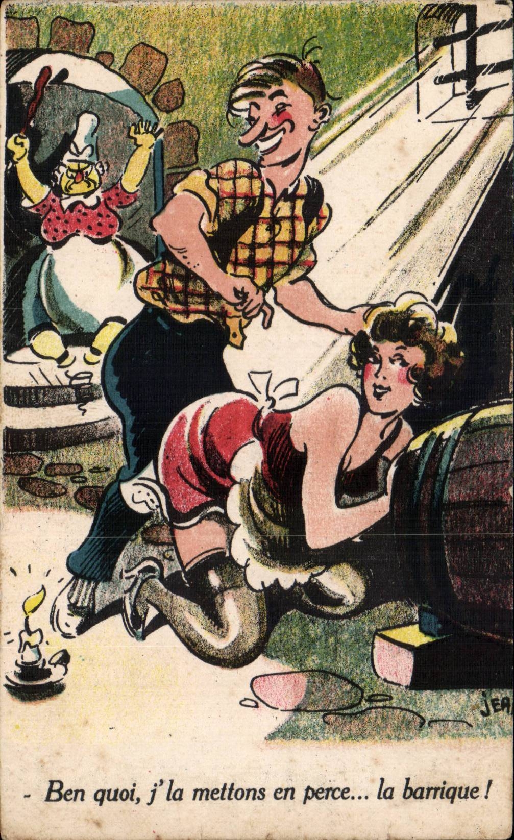 Humour - Illustration - La Barrique - pinup - pin up - CPA 