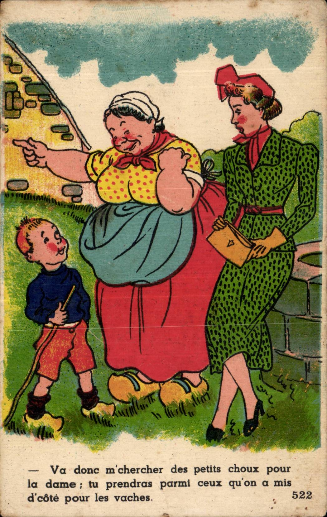 Humour - Illustration - Va donc m'chercher des petits choux - CPA 