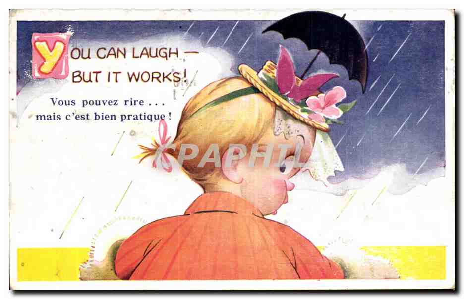 Fantaisie - Enfant - Humour - Illustration - You can laugh but it works - CPA 