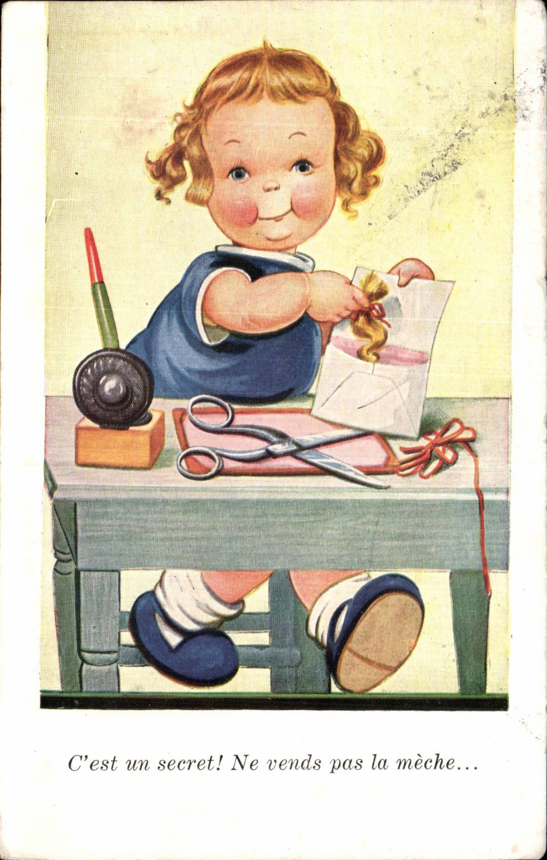 Fantaisie - Enfant - Humour - Illustration - Crafting Little Girl - CPA 