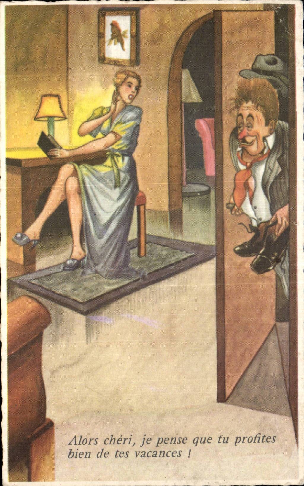 Humour - Illustration - Alors cheri - pinup - pin up - CPA 