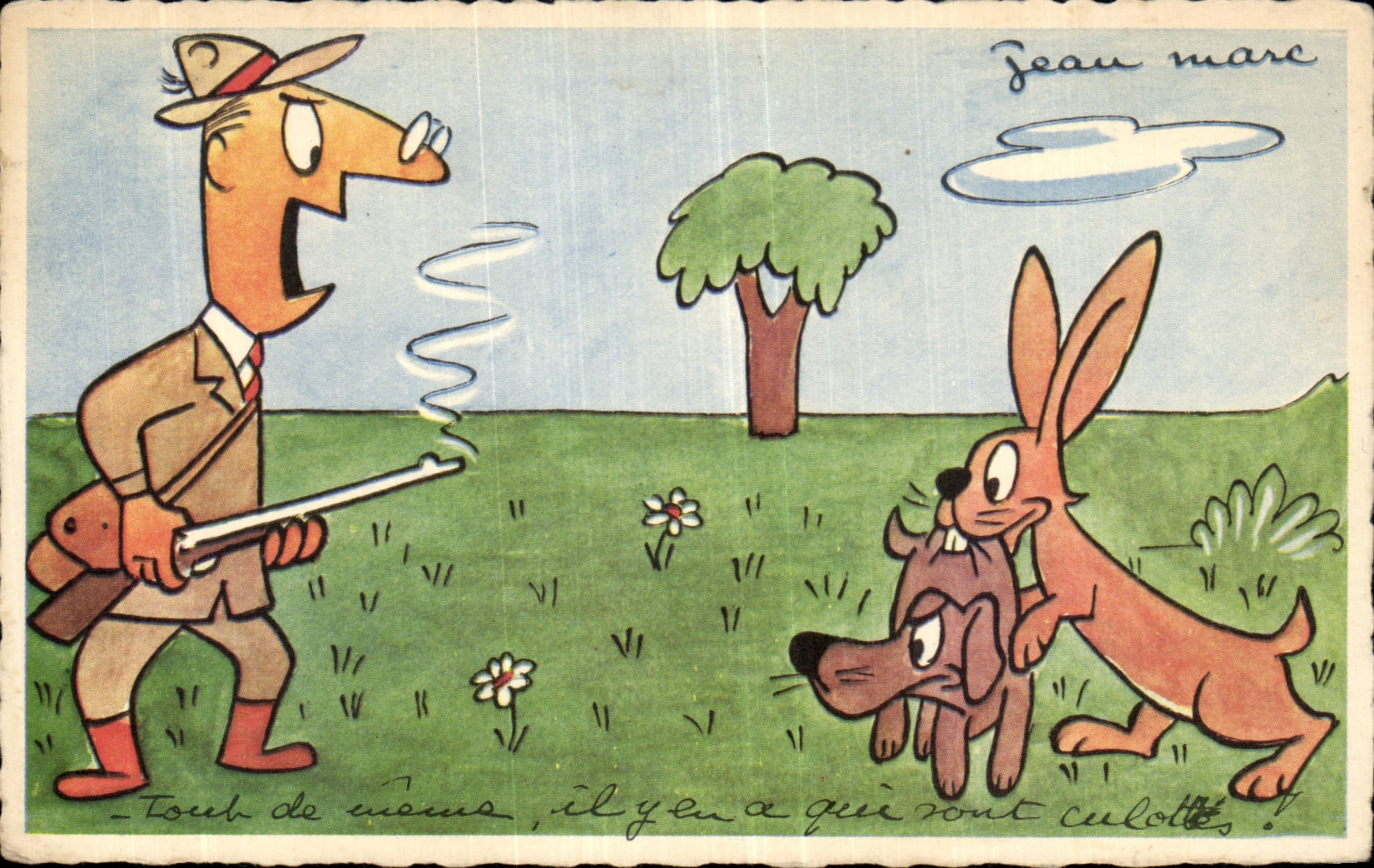 Humour - Illustration - Chasseur - La Chasse - Hunter - chien - dog - CPA 