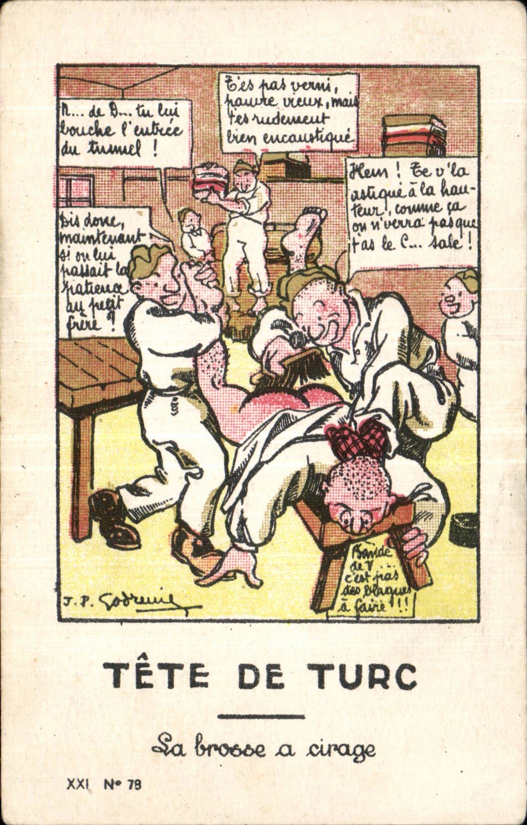 Humour - Illustration - Tete de Turc Turk Turquie Turkey La brosse a cirage Militaria - CPA 