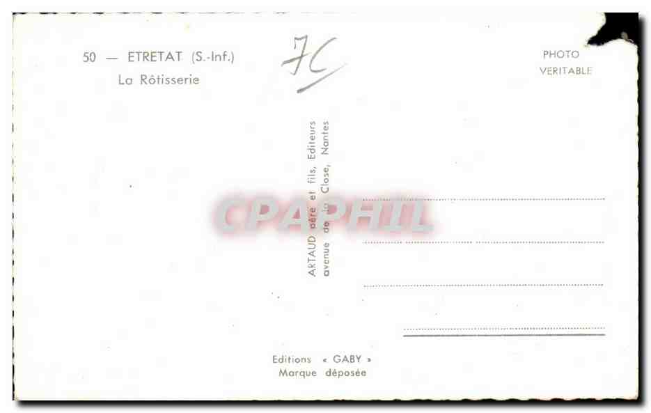 Etretat - La Rotisserie - CPA  — Rückseite