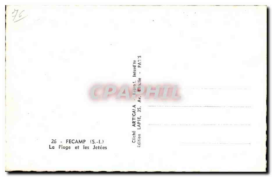 Fecamp - La Plage et les Jetees - CPA  — Rückseite