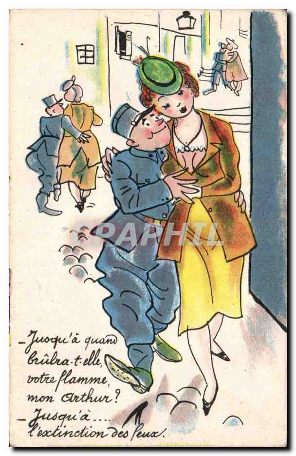 Humour - Illustration - Happy Couple Militaria - CPA 