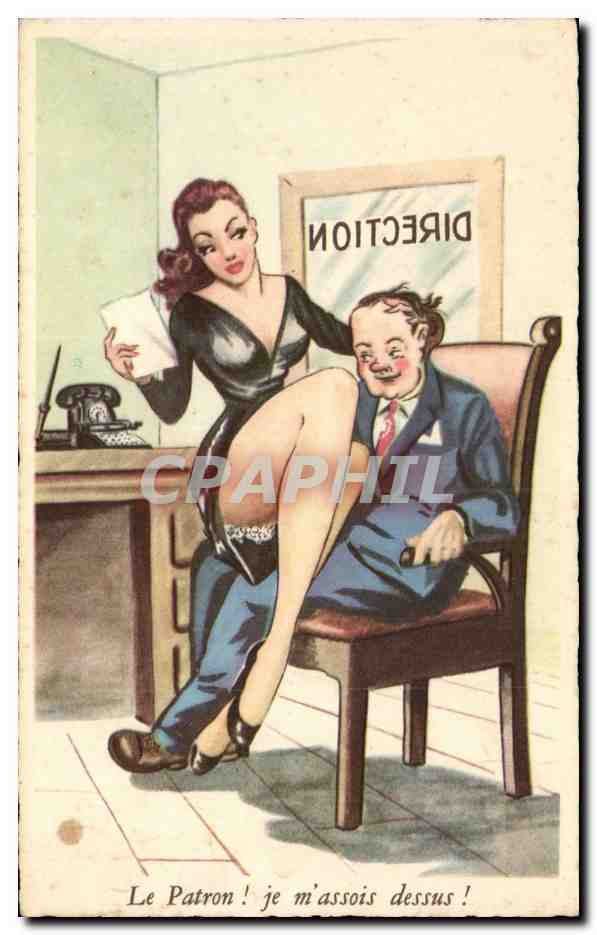 Humour - Illustration - Le Patron - pinup - pin up - CPA 