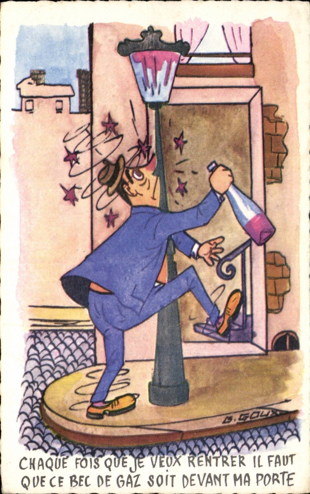 Humour - Illustration - vin - wine - wein - CPA 