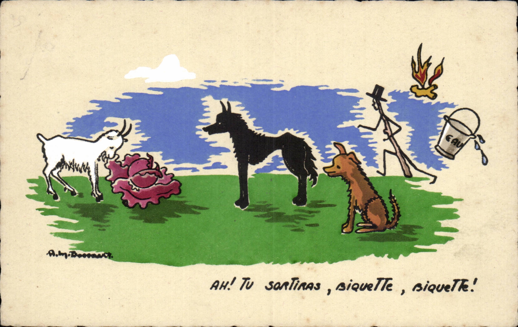 Chien et chienne — scène humoristique — A. M. Boonart