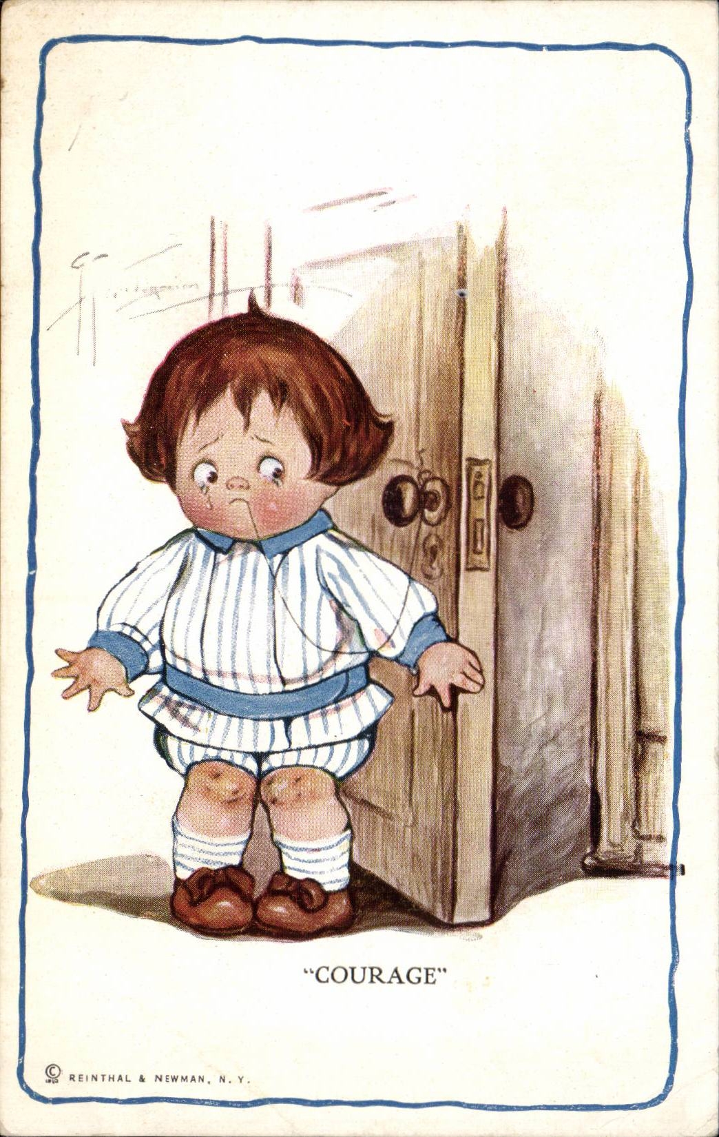 Fantaisie - Enfant - Humour - Illustration - Courage - CPA 