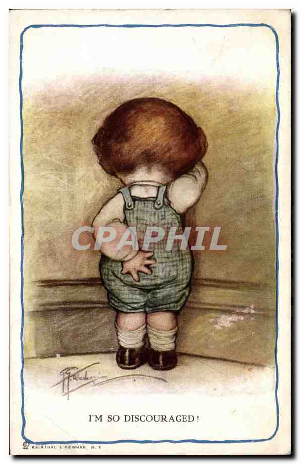 Fantaisie - Enfant - Humour - Illustration - I'm so discouraged - CPA 
