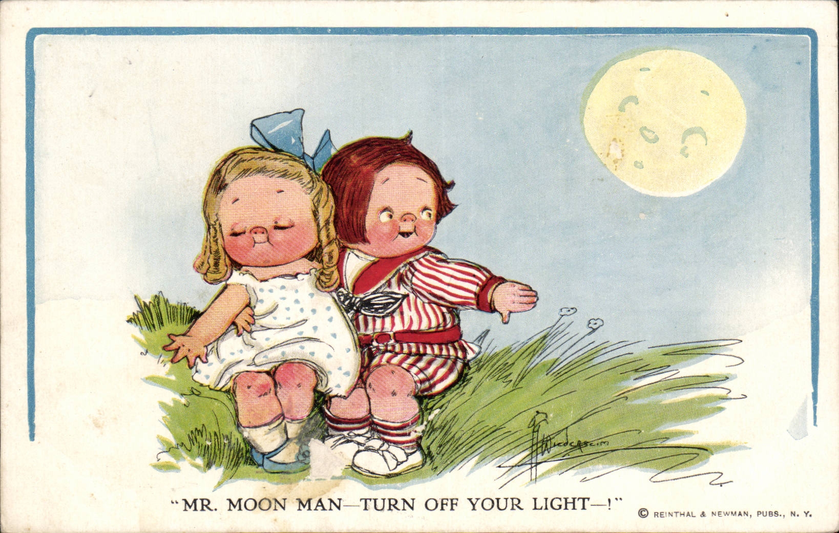 Fantaisie - Enfant - Humour - Illustration - Mr Moon Man Turn Off Your Light - CPA 