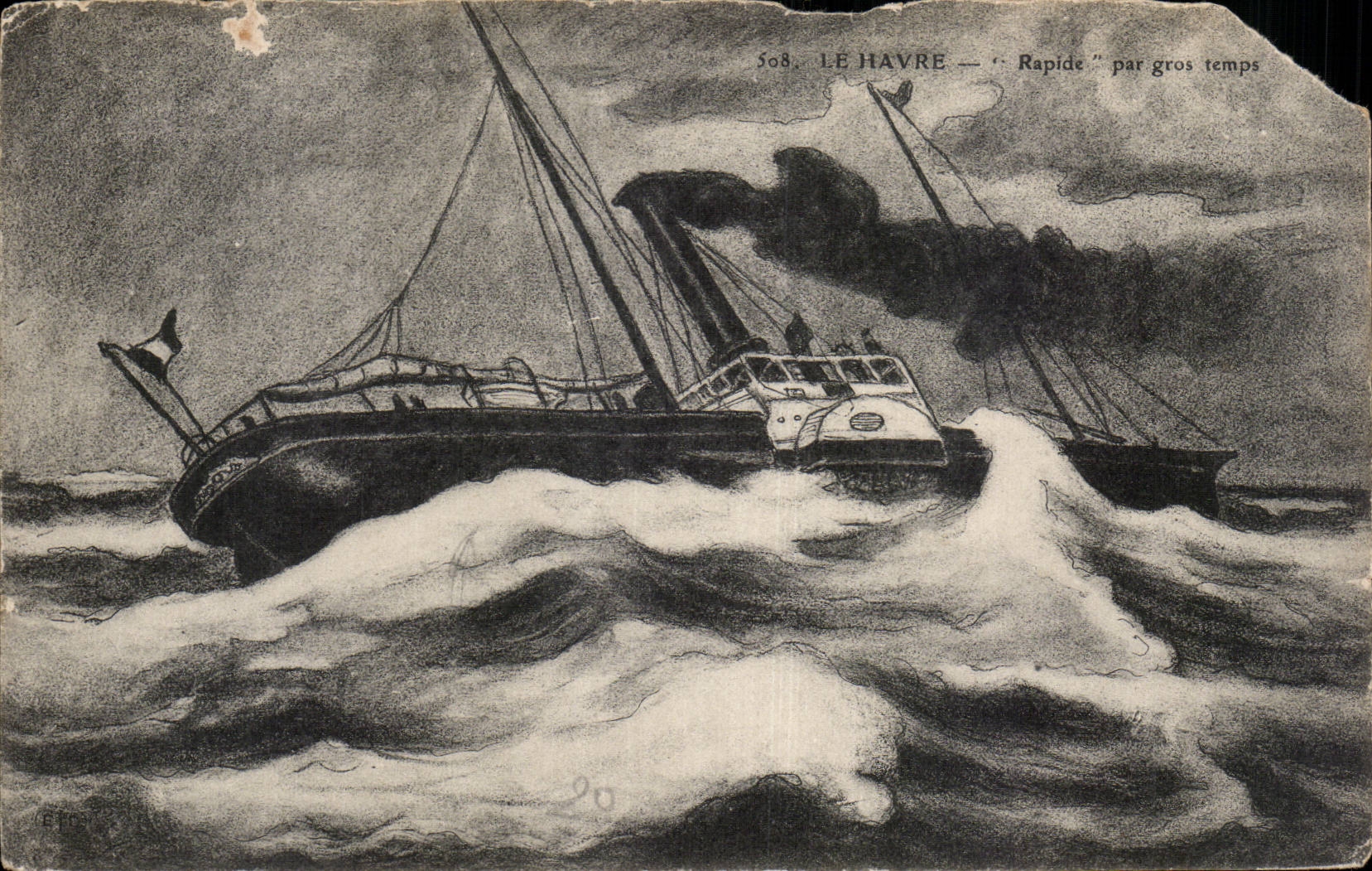 Le Havre - Rapide par Gros Temps - paquebot - steamer - CPA 