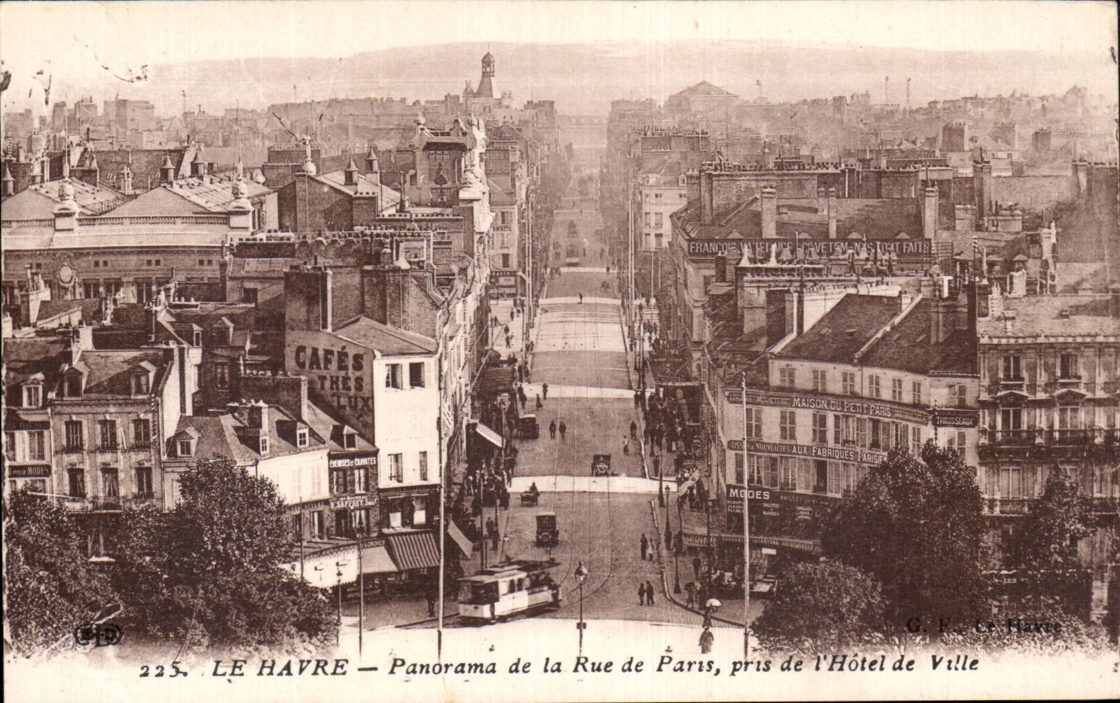 Le Havre - Panorama de la Rue de Paris pris de l'Hotel de Ville - CPA 