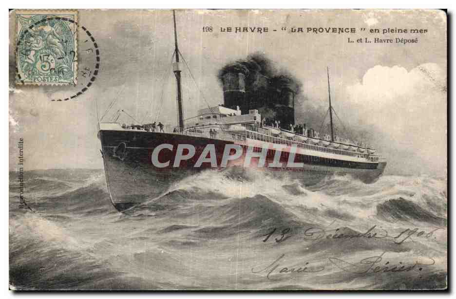 Le Havre - La Provence - en plein mer - paquebot - steamer - CPA 