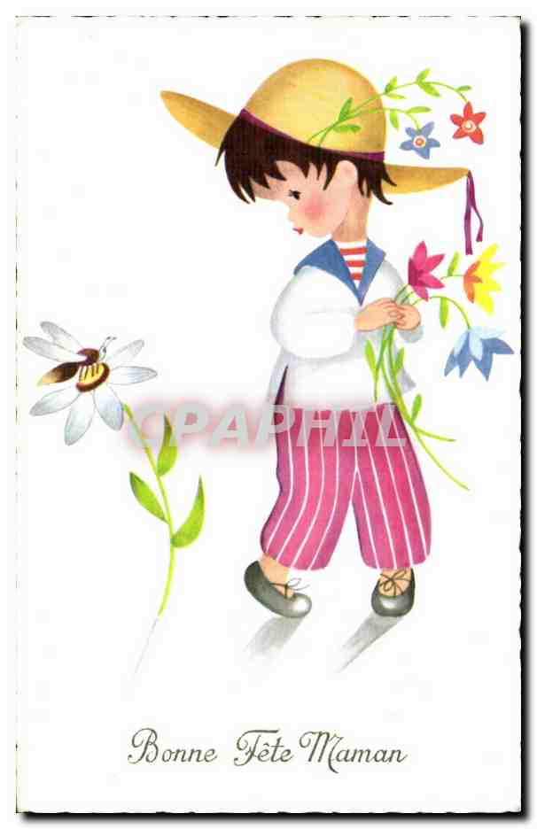 Fantaisie - Enfant - Illustration - Bonne Fete Maman - CPA 